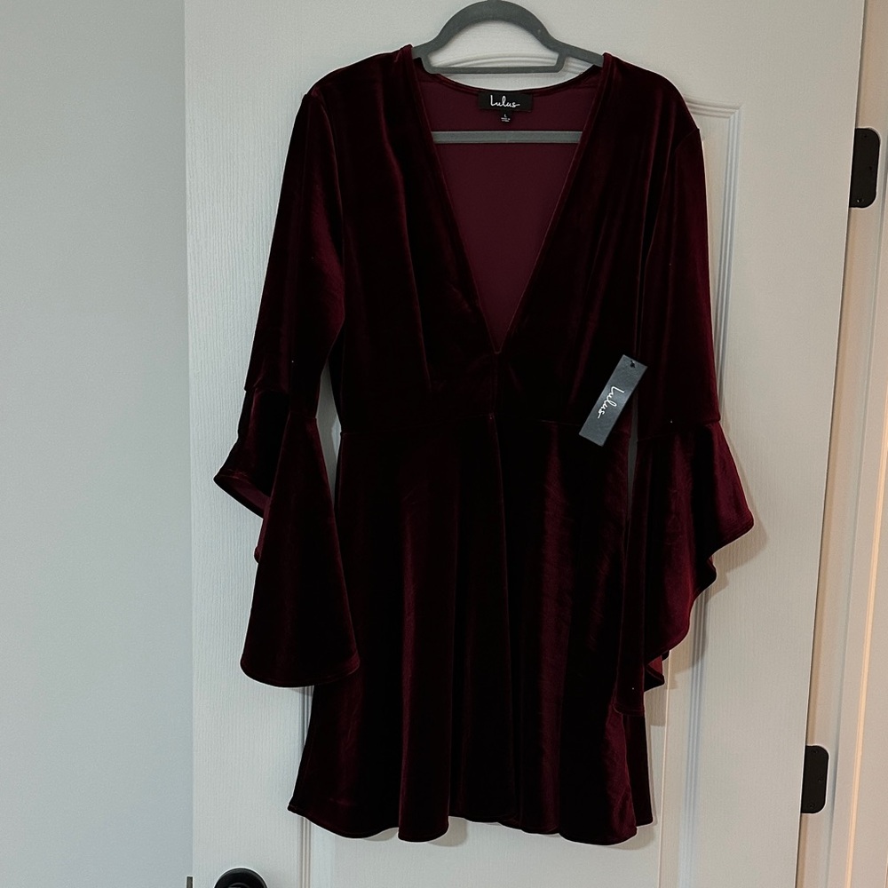 Lulu's Deep Red Velvet Dress